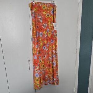 LuLaRoe Orange and Yellow Floral Maxi Skirt